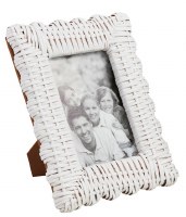 5" x 7" White Wicker Photo Frame by Mud Pie