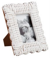 4" x 6" White Wicker Photo Frame by Mud Pie