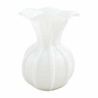 8" White Ribbed Glass Vase by Mud Pie