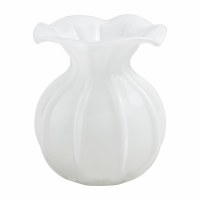 6" White Ribbed Glass Vase by Mud Pie