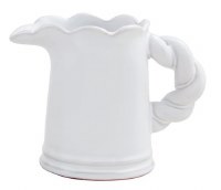 4" White Ceramic Pitcher With a Twist Handle by Mud Pie