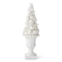 24" White Polyresin Seashell Topiary