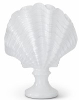 12" White Polyresin Footed Clam Shell Statue