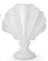 8" White Polyresin Footed Clam Shell Statue