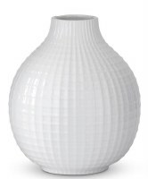 12" White Ceramic Grid Vase