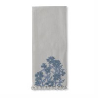 28" x 18" Blue Embroidered Flowers Kitchen Towel