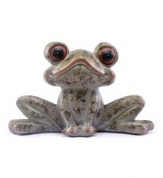 8" Green Polyresin Big Eyed Frog Figurine