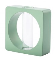 7" Green Square Clear Tube Vase