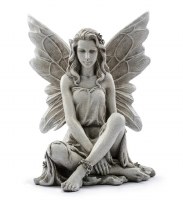 13" Gray Polyresin Fairy Sitting Statue