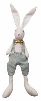 21" White Boy Bunny With a Gold Bow Shelf Sitter