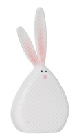 12" White Ceramic Flat Textured Bunny Figurine