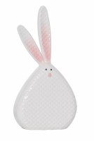 Medium White Ceramic Flat Textured Bunny Figurine