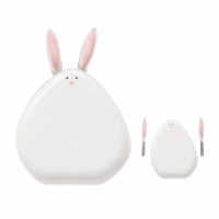 9" White Ceramic Bunny Platter With Two Ear Spreaders