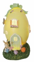 8" LED Polyresin Yellow Egg House Figurine