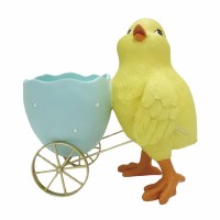 7" Polyresin Chick With an Egg Cart Figurine