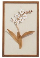 15" x 10" Three Gold Leaves and White Flowers Metal Wall Art Plaque