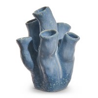 7" Blue Ceramic Tube Coral Vase