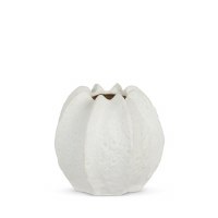 6" Textured White Ceramic Flange Vase