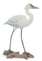 12" White and Blue Polyresin Heron Statue