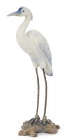 16" White and Blue Polyresin Heron Statue