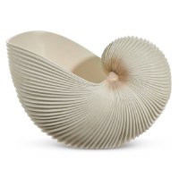 10" Cream Ribbed Polyresin Nautilus Shell Statue