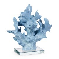 9" Faux Blue Polyresin Coral on a Clear Base