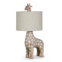 20"  White Wash and Brown Polyresin Giraffe Table Lamp