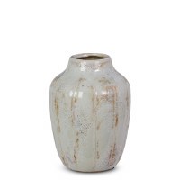 9" Distressed White and Brown Ceramic Vase