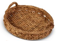 17" Round Brown Wicker Tray