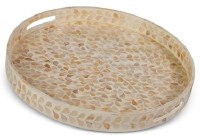 18" Round Two Toned Capiz Shell Tray