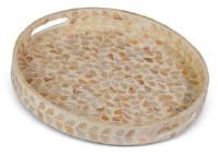 14" Round Two Toned Capiz Shell Tray