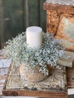 4' Opening Faux Frosted Tiny Leaves Candle Ring