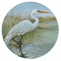 Set of Four 4" Round Egret Sandstone Coasters