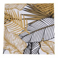 20" Sq Black and Gold Tropical Leaves Cloth Napkin