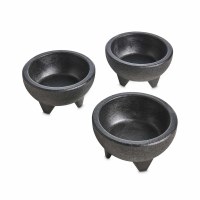 Set of Three 5" Round Black Plastic Salsa Bowls