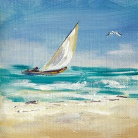 5" Square Sailboat at the Beach Beverage Napkins