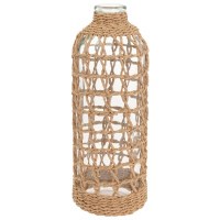 13" Clear Glass Vase With a Natural Net