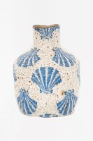 5" Blue Scallop Shell Crackled Ceramic Vase