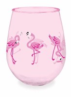 15 Oz Pink Acrylic Flamingo Stemless Wine Glass