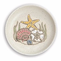 4" Round Seashells Ceramic Ring Dish