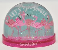 2" Sanibel Island "Lets Flamingle" Flamingo Snow Globe