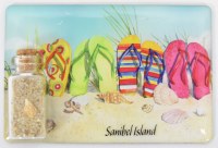 Sanibel Island Flip Flops and Sand Jar Magnet