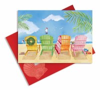 Box of 16 5" x 7" Seagull on a Beach Chair Christmas Cards