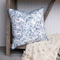 20" Sq Blue Floral Decorative Pillow