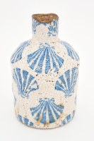 7" Blue Scallop Shells Crackled Ceramic Vase