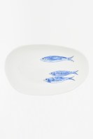 10" x 15" Three Blue Fish Ceramic Platter