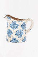 6" Blue Scallop Shell Crackled Ceramic Pitcher