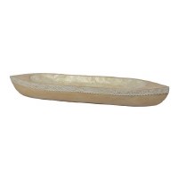 5" x 28" White Wash Wood and Capiz Boat