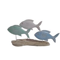 13" x 26" Multipastel Polyresin Fish on Driftwood Statue