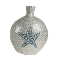 20" Blue and White Capiz Starfish Vase